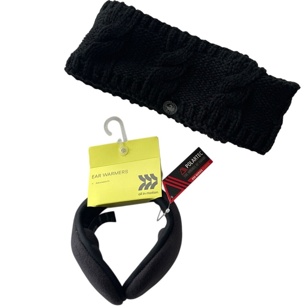 All in‎ Motion Black Ear Warmers Canada Weather Gear Headband NEW